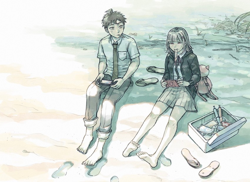nanami chiaki and hinata hajime (danganronpa and 1 more) drawn by kudo_(kddrv3)