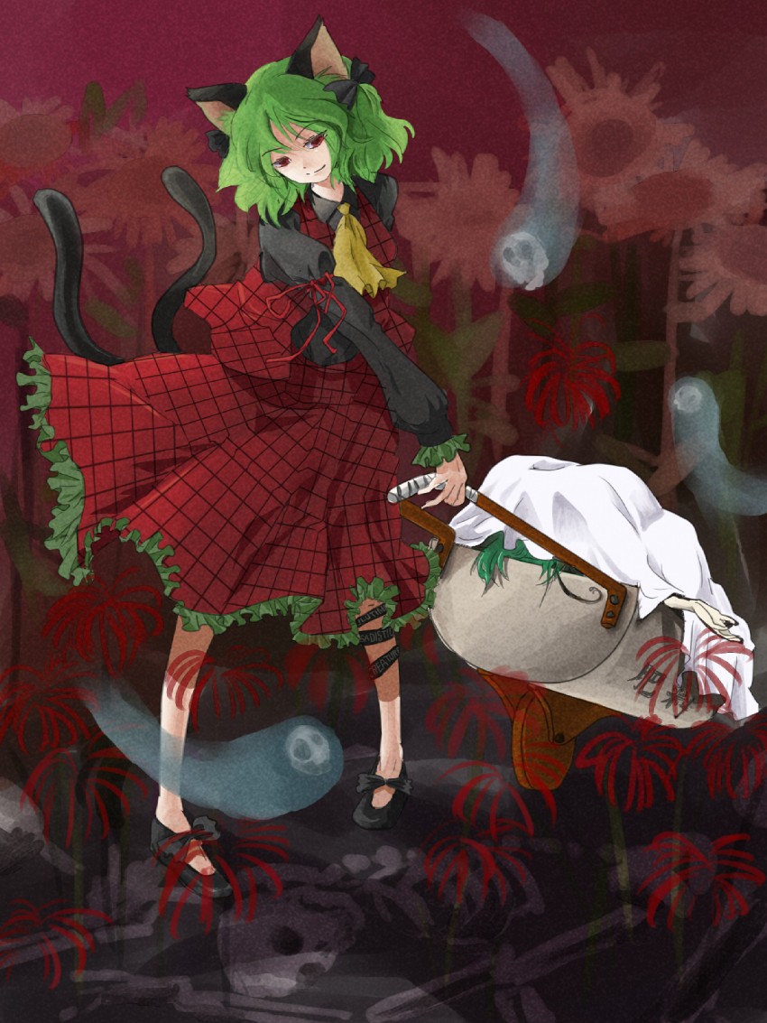 kaenbyou rin, kazami yuuka, and wriggle nightbug (touhou) drawn by momo-i