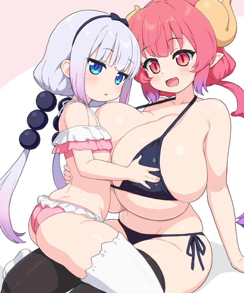 kanna kamui and ilulu (kobayashi-san chi no maidragon) drawn by shirogane_hakuba