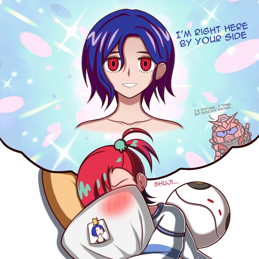 amate yuzuriha, haro, shuji ito, and red gundam (gundam and 1 more) drawn by zeon132