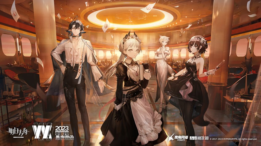 irene, horn, lumen, and roberta (arknights and 1 more) drawn by yyb