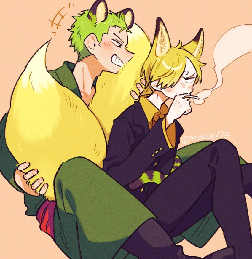 roronoa zoro and sanji (one piece) drawn by mitsubachi_koucha