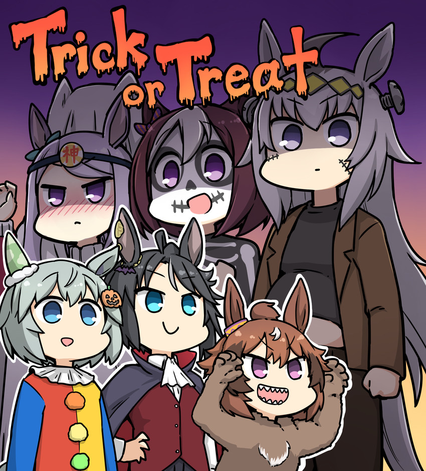 mejiro mcqueen, special week, oguri cap, seiun sky, fuji kiseki, and 2 more (umamusume) drawn by hamu_koutarou