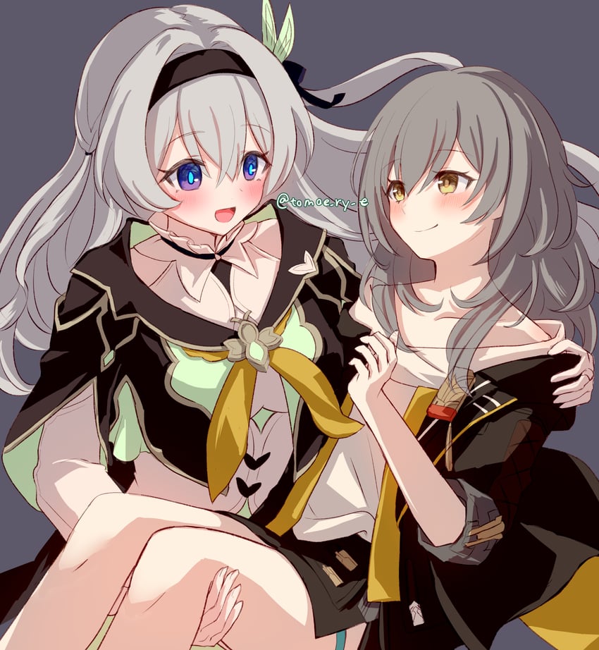 trailblazer, firefly, and stelle (honkai and 1 more) drawn by tomoe_(pixiv_53856103)