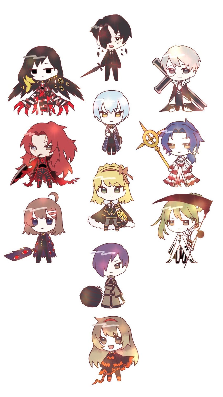 angela, roland, netzach, binah, hod, and 5 more (project moon and 1 more) drawn by kitaku_(ienikaeru)
