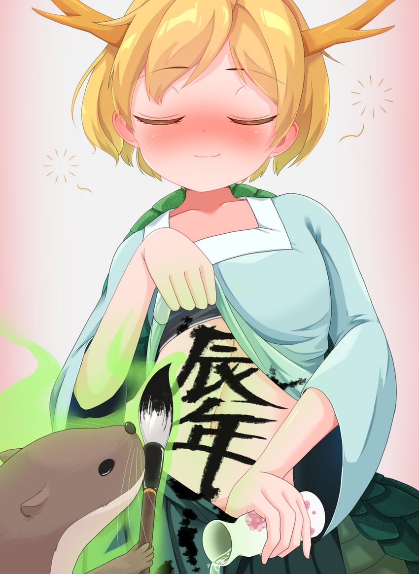 kicchou yachie and otter spirit (touhou) drawn by ohitoriplayer