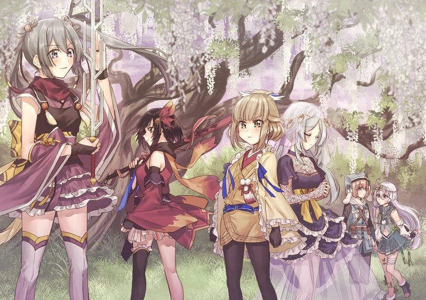 tokime shizuka, toki sunao, hiroe chiharu, miura asahi, aoba chika, and 1 more (mahou shoujo madoka magica and 1 more) drawn by yukishiro_(hitsuji)