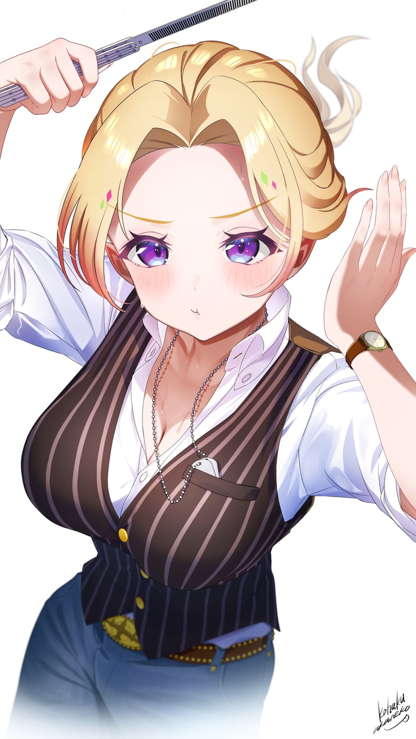 aki rosenthal and guile (hololive and 2 more) drawn by nemu_iine
