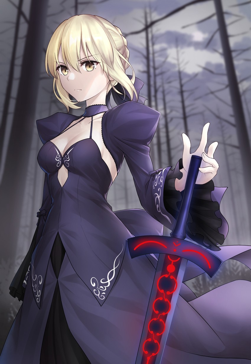 artoria pendragon and saber alter (fate and 2 more) drawn by tsurupy
