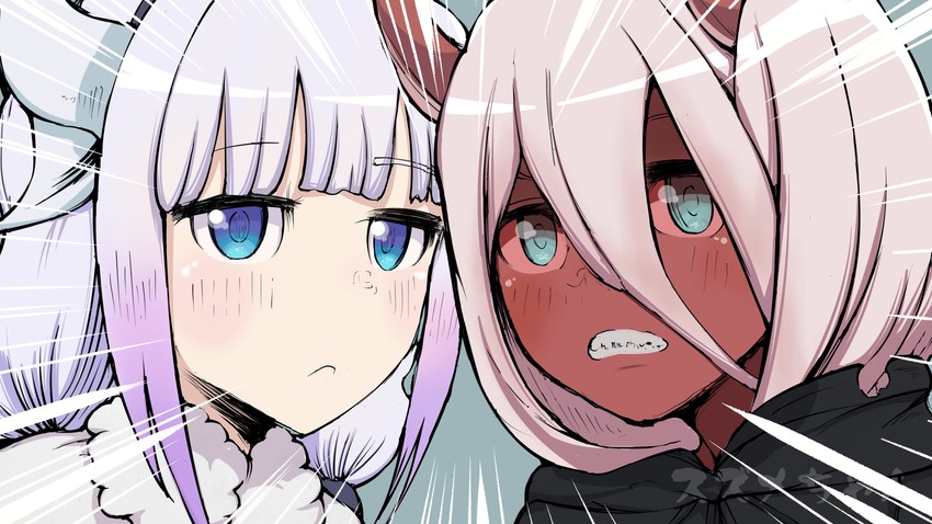 zero two and kanna kamui (kobayashi-san chi no maidragon and 1 more) drawn by amasuzume