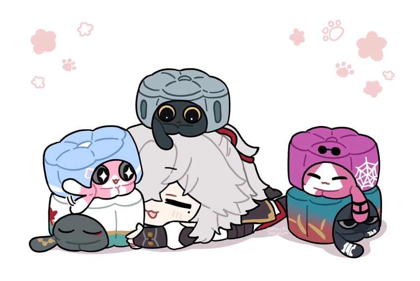 trailblazer, kafka, march 7th, dan heng, blade, and 1 more (honkai and 1 more) drawn by omochi_binta
