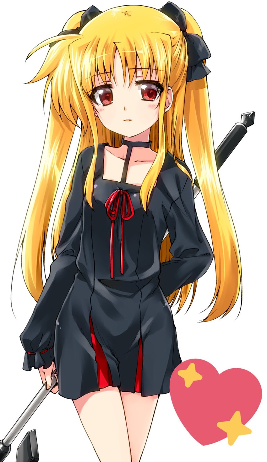 fate testarossa and bardiche (lyrical nanoha and 1 more) drawn by kuroi_mimei
