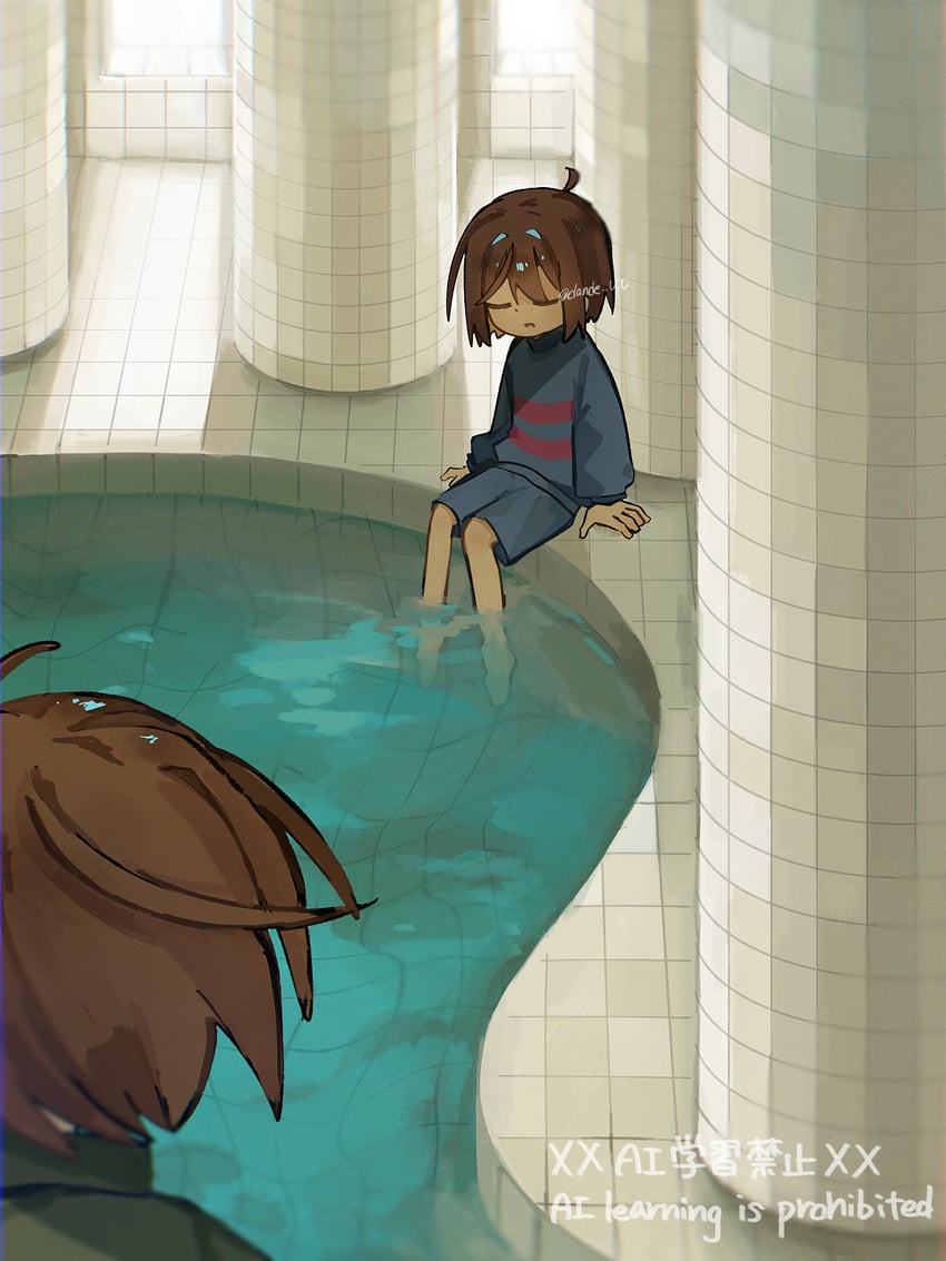 frisk and chara (undertale and 2 more) drawn by dande_lion2604