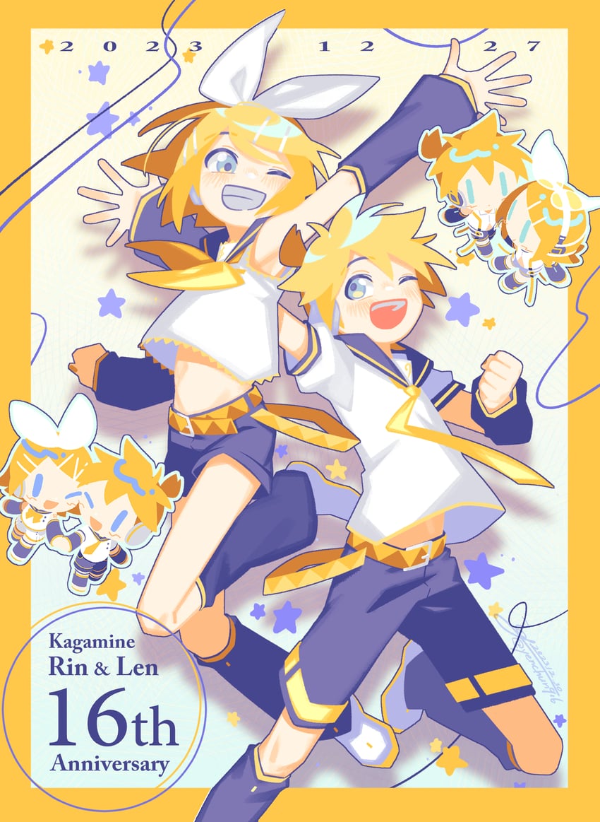kagamine rin and kagamine len (vocaloid) drawn by yg_(yenchun916)