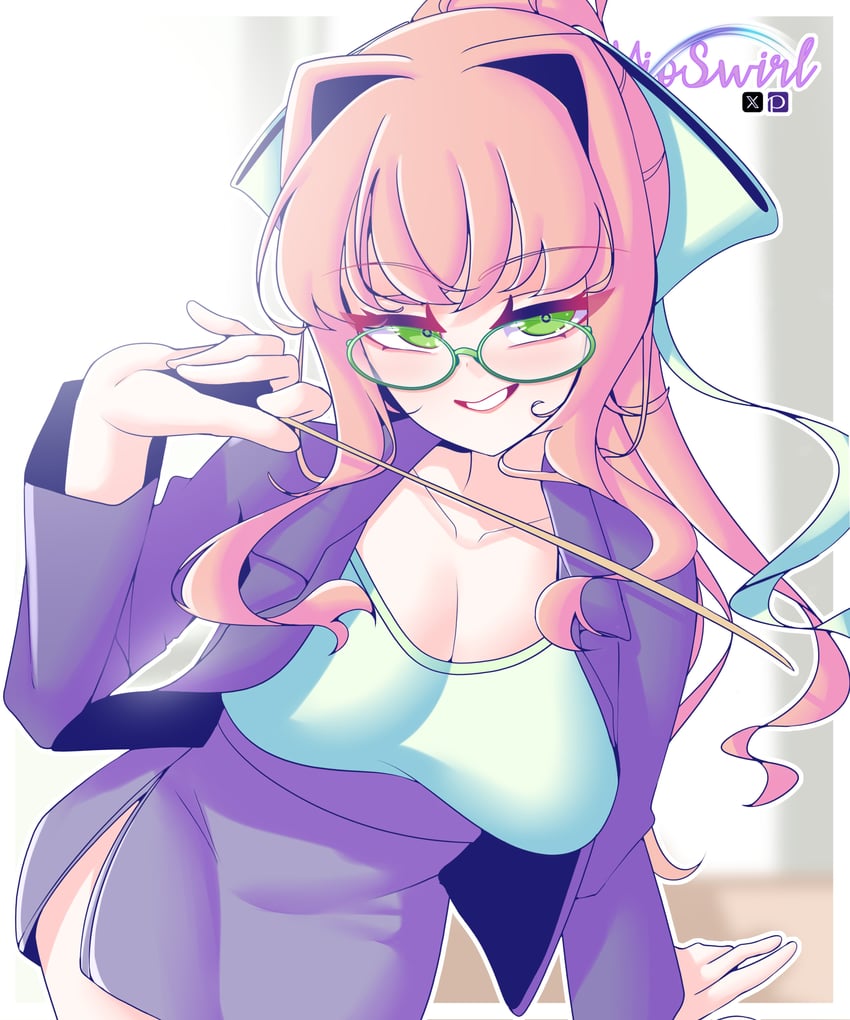 monika (doki doki literature club) drawn by vioswirl