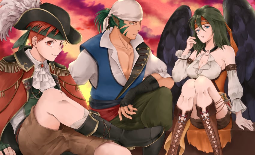 tormod, vika, and muarim (fire emblem and 2 more) drawn by aplche