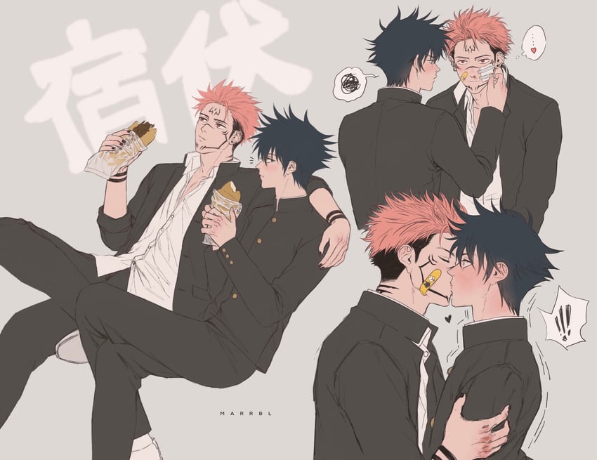 fushiguro megumi and ryoumen sukuna (jujutsu kaisen) drawn by marrbl