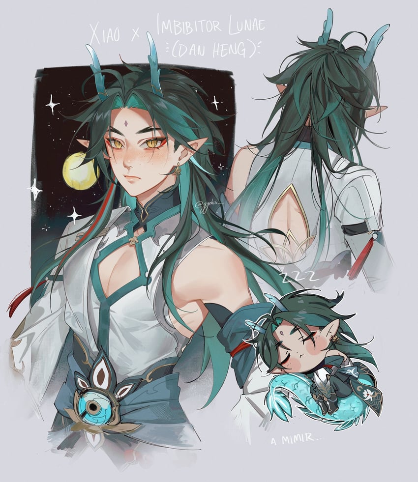 xiao and dan heng (genshin impact and 3 more) drawn by ggelus