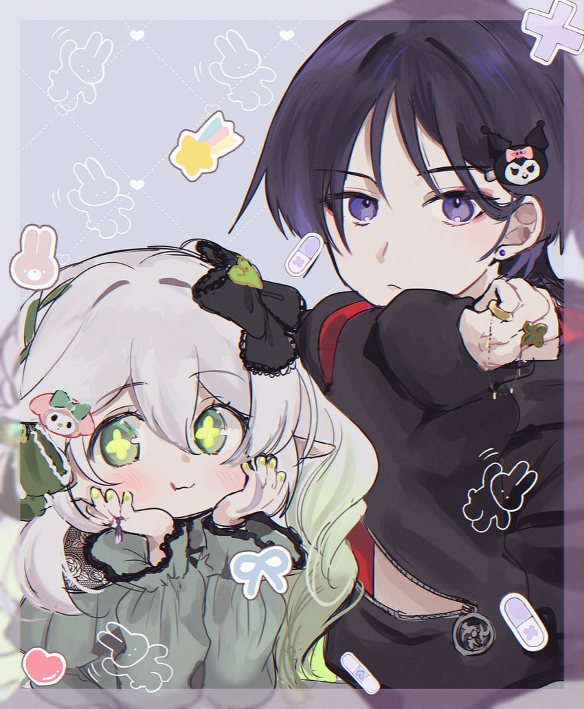 scaramouche, nahida, my melody, and kuromi (genshin impact and 2 more) drawn by aomattya