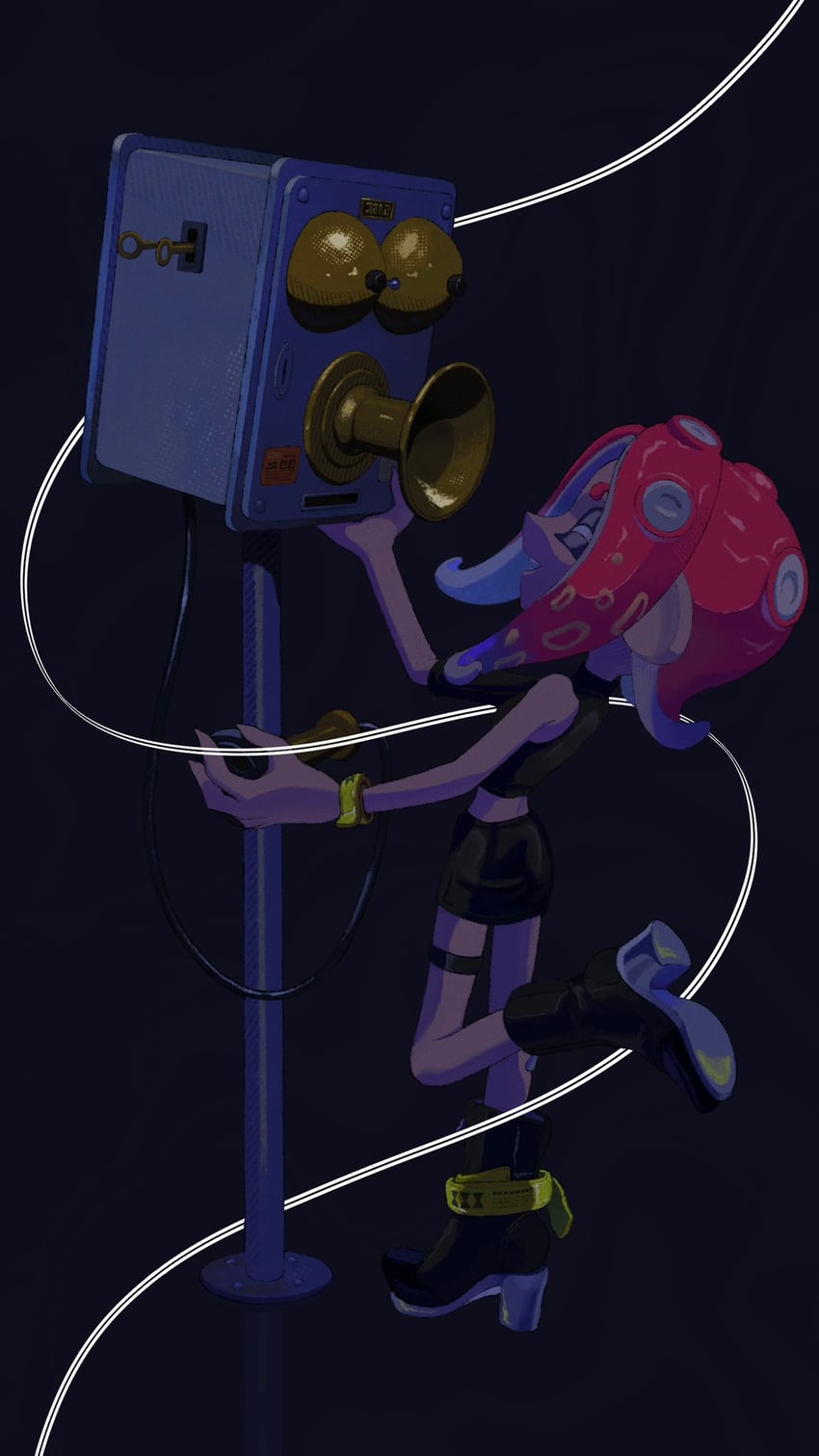 octoling player character, octoling girl, agent 8, and commander tartar (splatoon and 2 more) drawn by hyper_chikuwabu