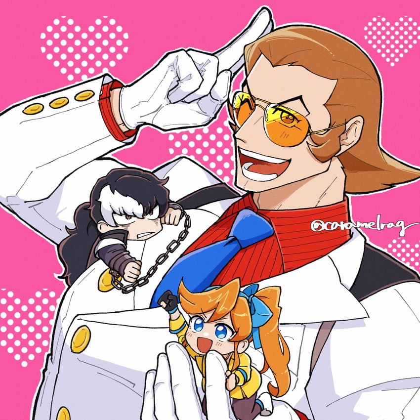 athena cykes, simon blackquill, and bobby fulbright (ace attorney and 1 more) drawn by caramelrag
