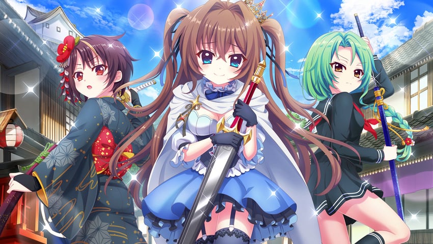 shikimiya aone, bandou mikuru, and shirokita kuroha (re:stage!) drawn by izumi_tsubasu