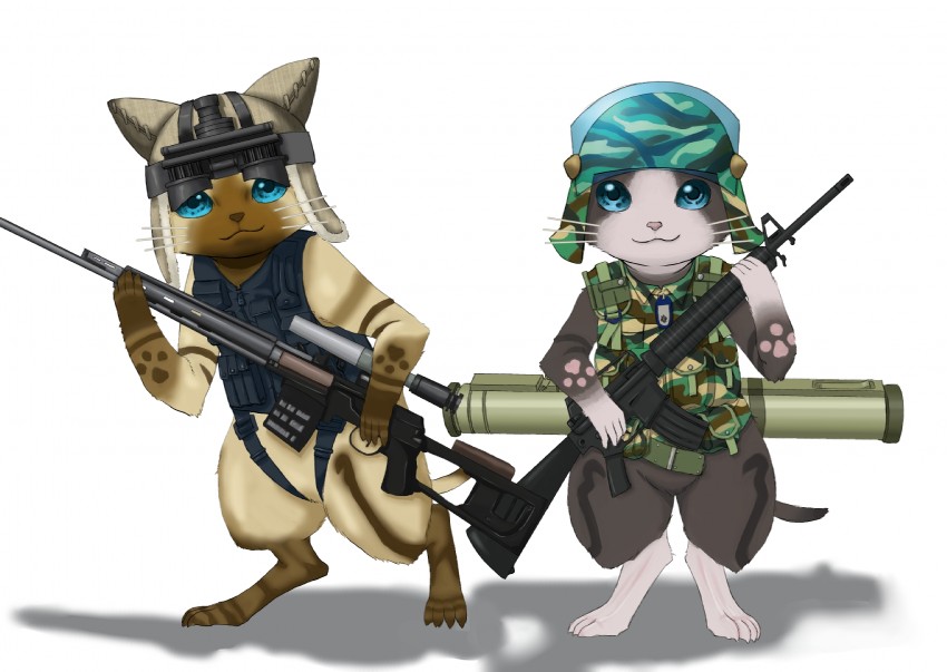 felyne and melynx (monster hunter and 2 more) drawn by midori_tsuki
