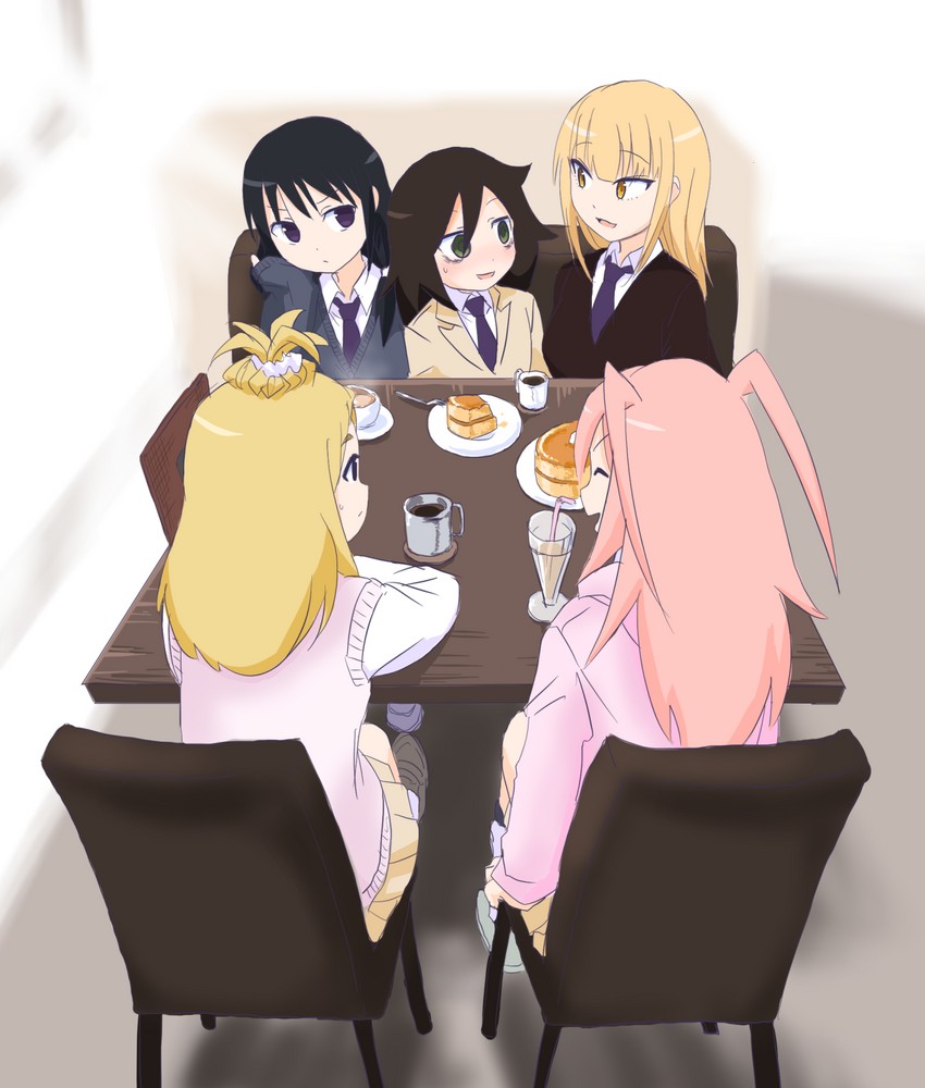 kuroki tomoko, tamura yuri, katou asuka, nemoto hina, and okada akane (watashi ga motenai no wa dou kangaetemo omaera ga warui!) drawn by paskmel