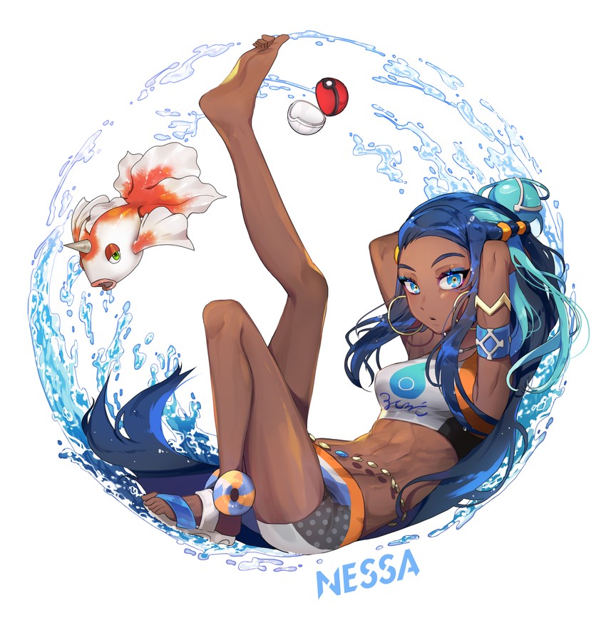 nessa and goldeen (pokemon and 1 more) drawn by tantan_(xrvf2288)
