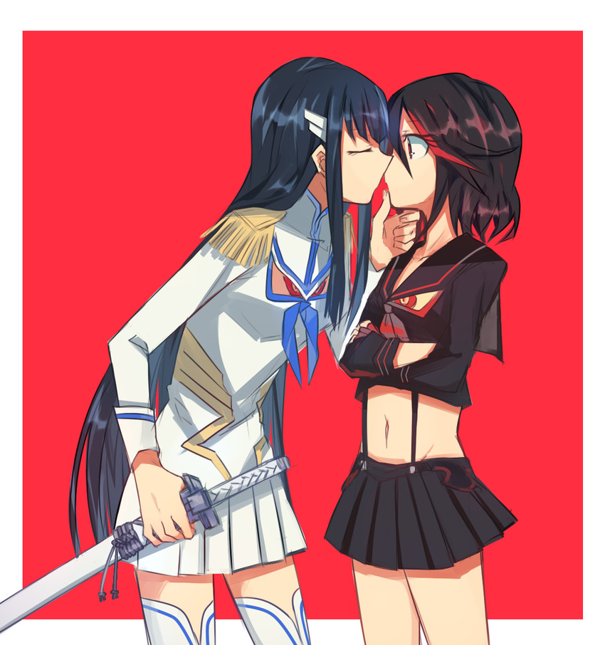 matoi ryuuko, senketsu, kiryuuin satsuki, and junketsu (kill la kill) drawn by aoki_shizumi