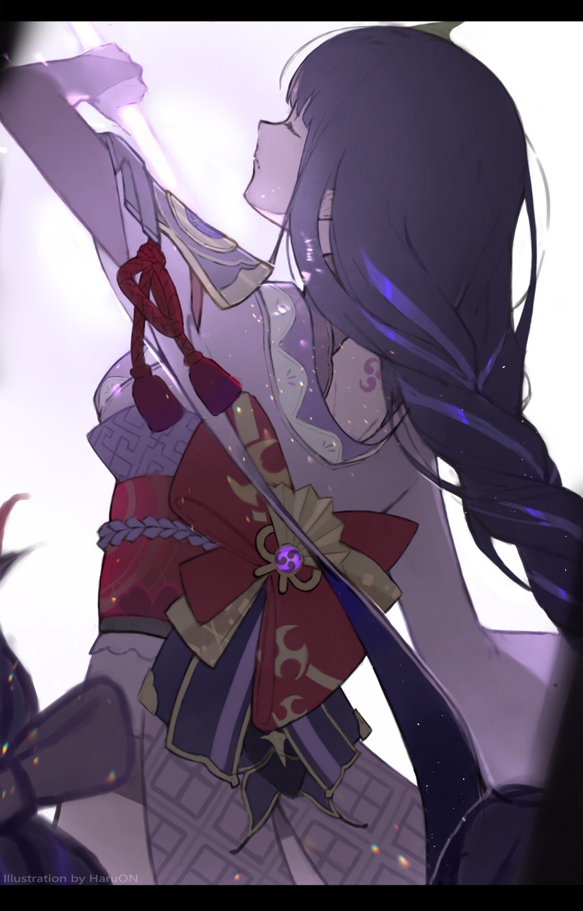 raiden shogun (genshin impact) drawn by haru_on