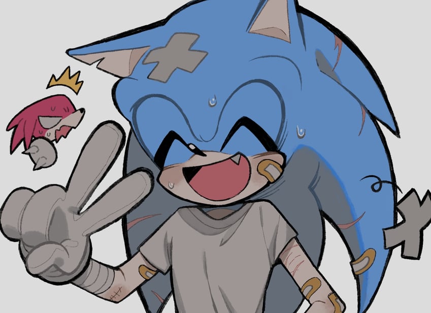 sonic the hedgehog and knuckles the echidna (sonic) drawn by xxxxx0099e