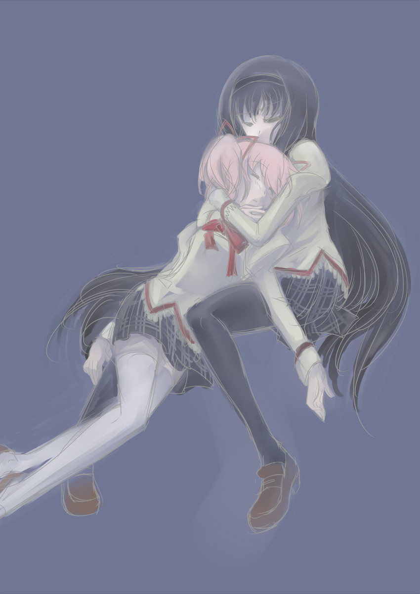 akemi homura and kaname madoka (mahou shoujo madoka magica) drawn by towa_(towa_no_jiyuuchou)