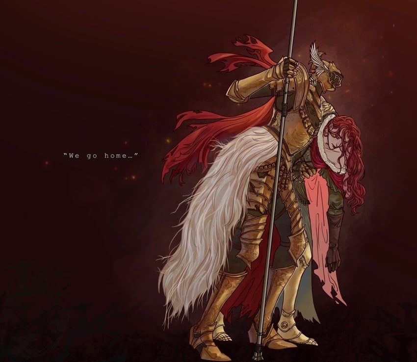 malenia blade of miquella and cleanrot knight finlay (elden ring) drawn by liuka