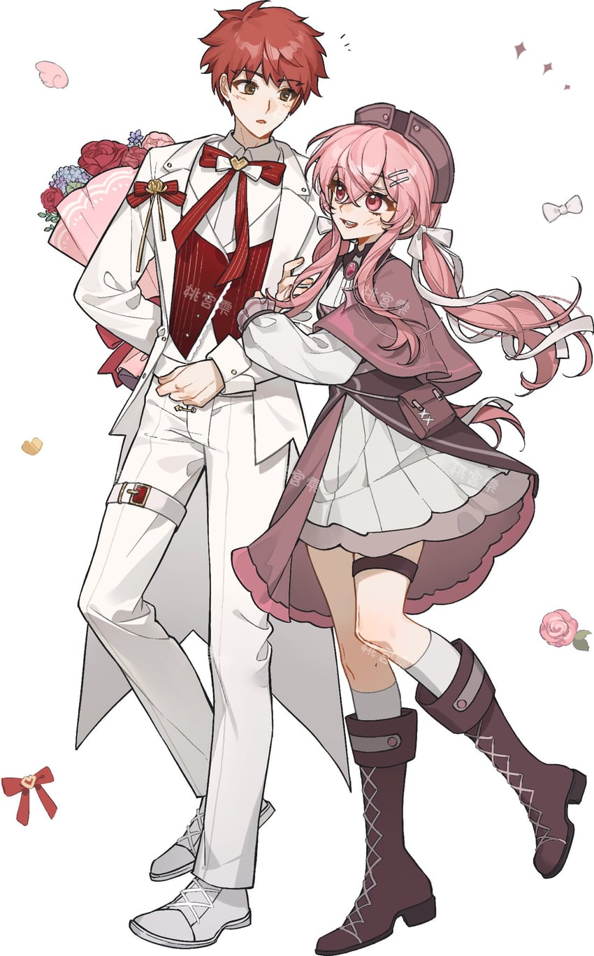 emiya shirou and momomiya shizuku (original and 2 more)