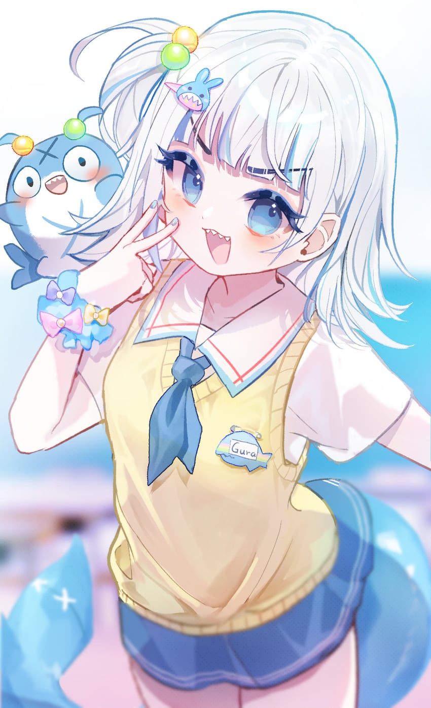 gawr gura and bloop (hololive and 1 more) drawn by shitsu_(kurikaesi)