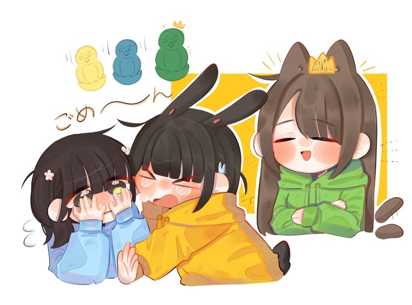 hanamiya nina, nirei nozomi, and sakurai hina (love live! and 3 more) drawn by baboomasu
