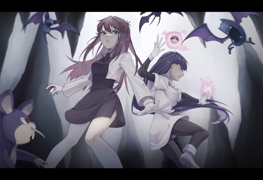 sabrina, green, zubat, rattata, and golbat (pokemon and 1 more) drawn by ayan_ip
