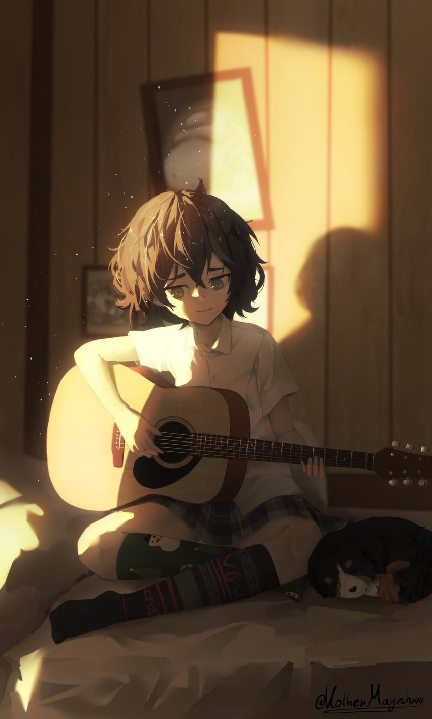 sophie and sophie's dog (original) drawn by mayushuuu