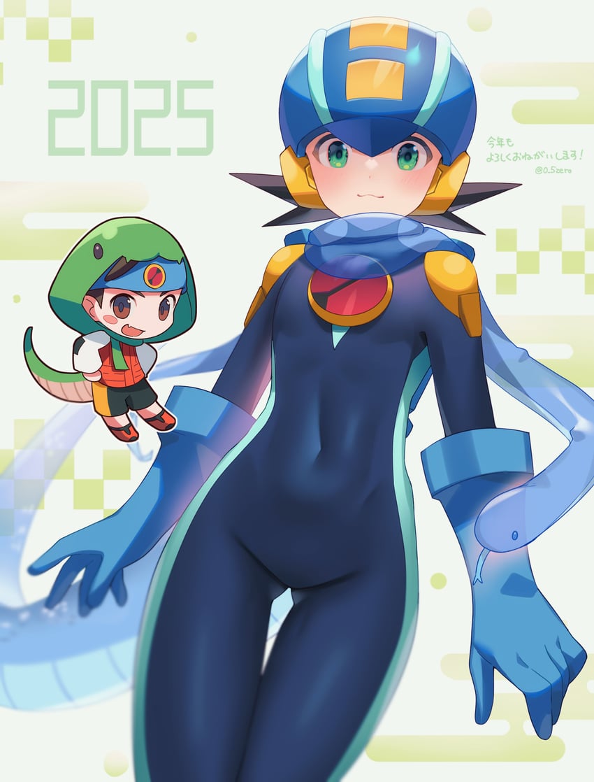 megaman.exe and lan hikari (mega man and 1 more) drawn by zero-go
