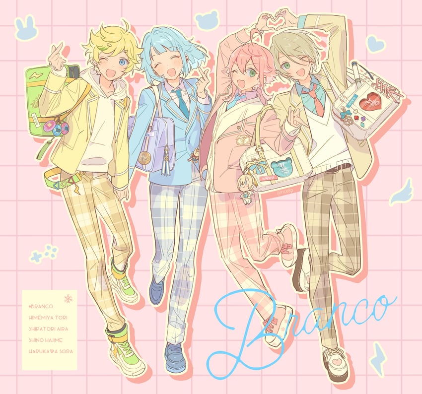 himemiya tori, shino hajime, shiratori aira, and harukawa sora (ensemble stars!) drawn by rice_(rice8p)