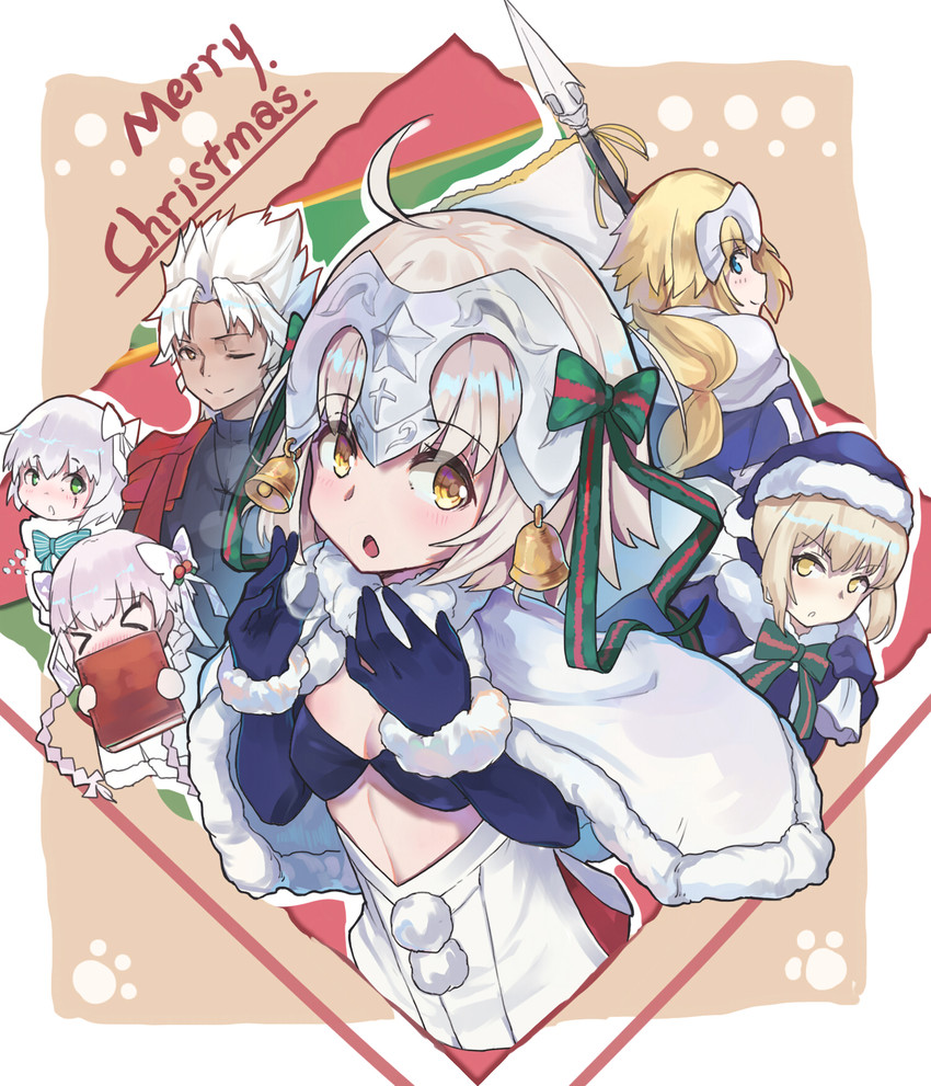 artoria pendragon, jeanne d'arc, saber alter, jeanne d'arc alter santa lily, amakusa shirou, and 3 more (fate and 1 more) drawn by pantie_painting