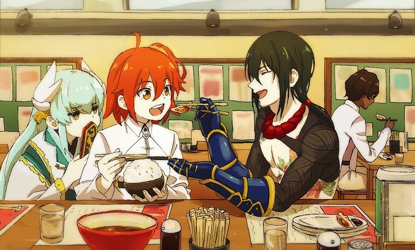 fujimaru ritsuka, kiyohime, and arjuna (fate and 1 more) drawn by mi_(pic52pic)