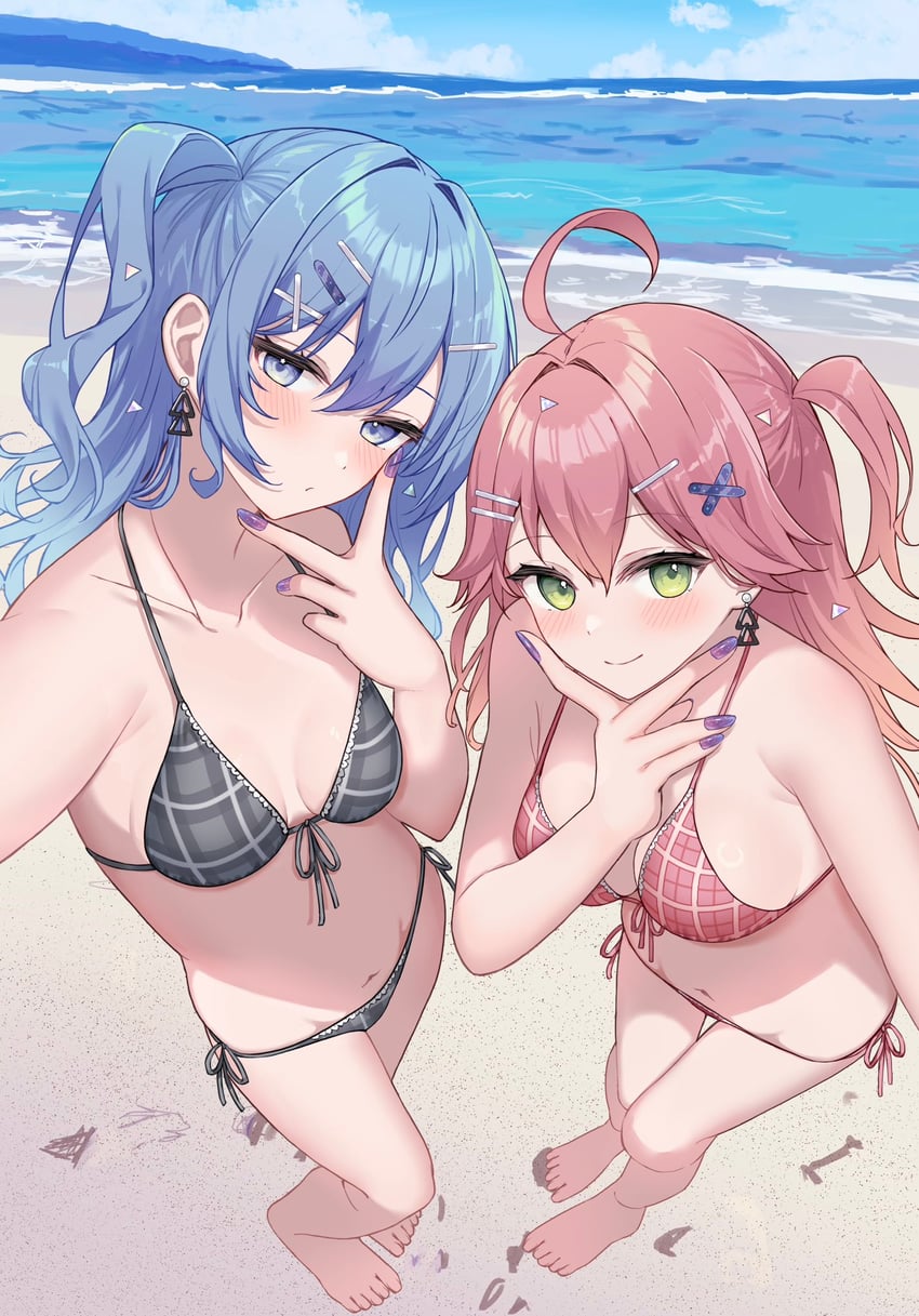 hoshimachi suisei and sakura miko (hololive) drawn by kohaku_(csacu)