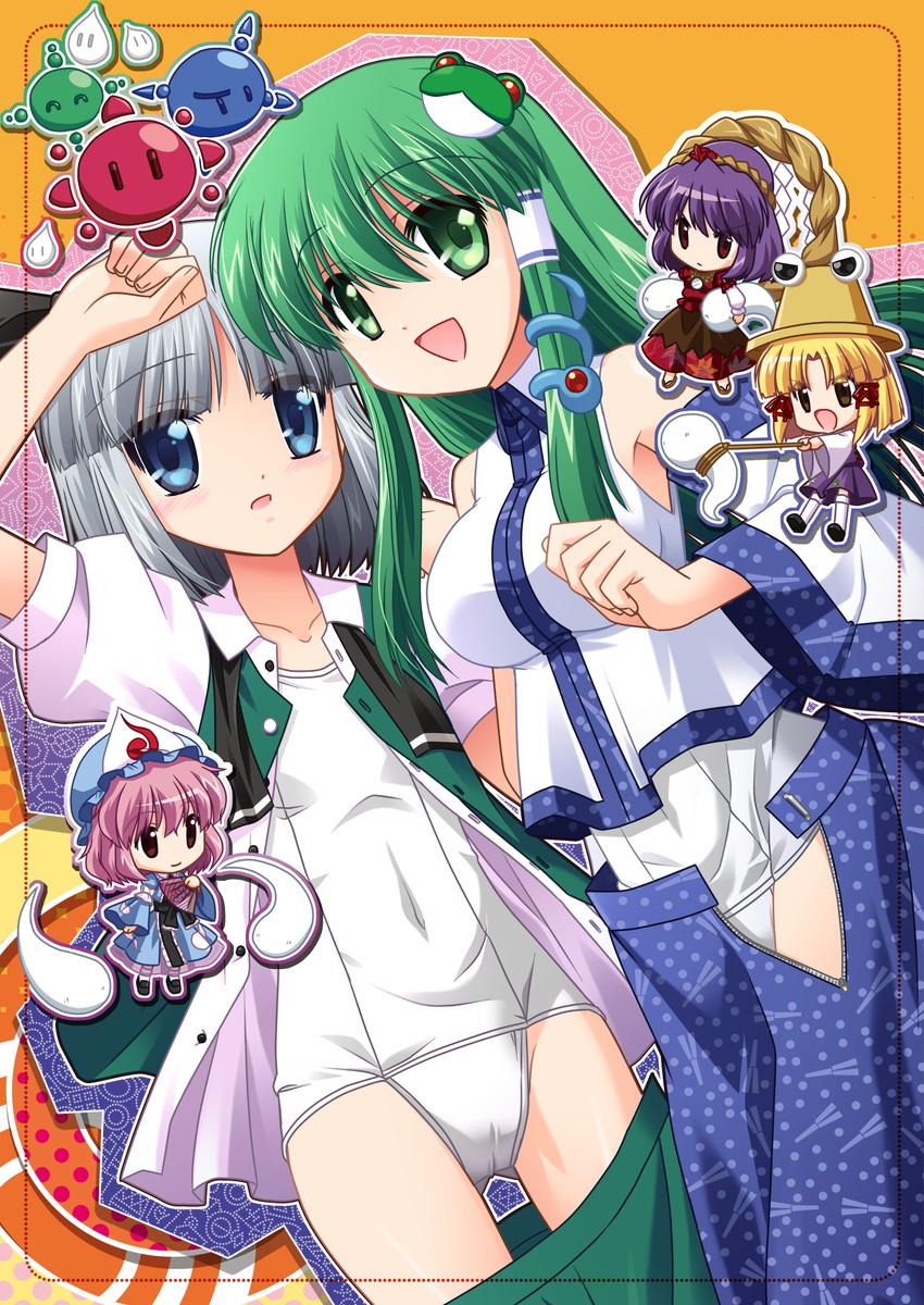 kochiya sanae, konpaku youmu, saigyouji yuyuko, moriya suwako, and yasaka kanako (touhou) drawn by s_nyaau