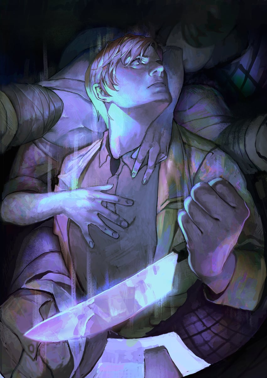 bubble head nurse and james sunderland (silent hill and 1 more) drawn by hummingdead