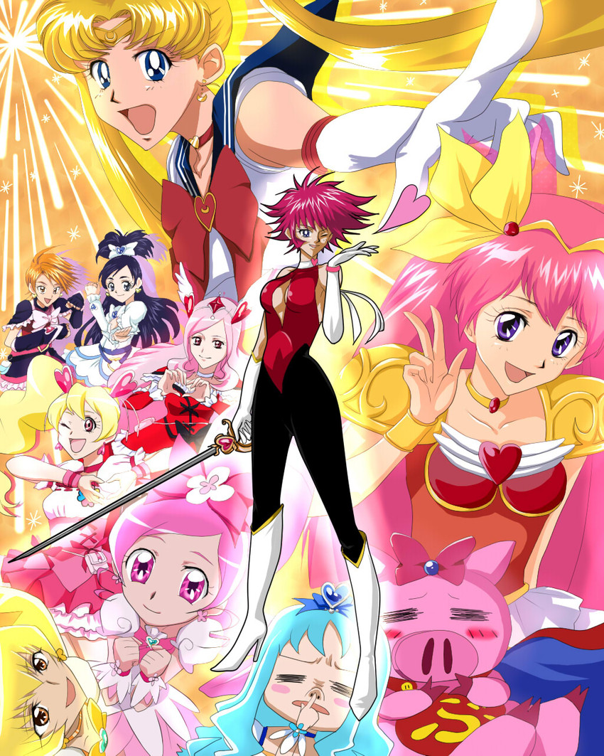 tsukino usagi, sailor moon, kurumi erika, misumi nagisa, hanasaki tsubomi, and 14 more (precure and 8 more) drawn by muka