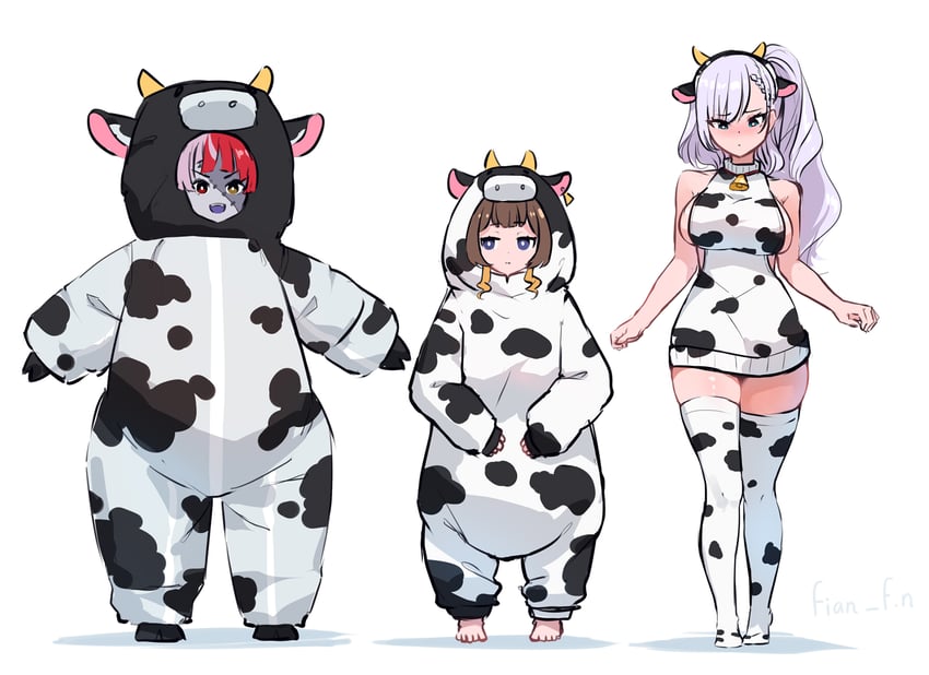 kureiji ollie, pavolia reine, and anya melfissa (hololive and 1 more) drawn by fian_f.n