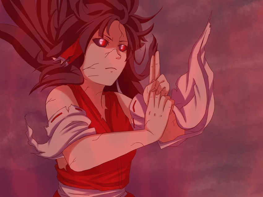 sendai hakurei no miko and uchiha madara (original and 4 more) drawn by kyoukyan