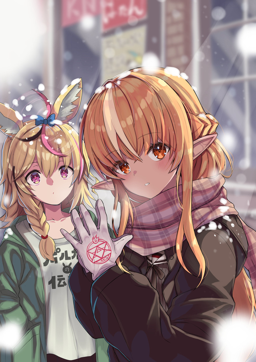 shiranui flare and omaru polka (hololive and 1 more) drawn by ral_(ralf)